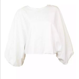 Zara Batwing Puff Sleeve Oversized Crop Top Cotton Blouse